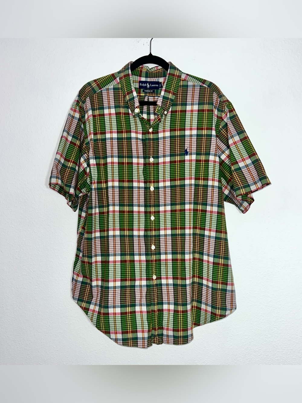 Ralph Lauren Classic Fit Plaid Short Sleeve Button Down Shirt Mens XXL Madras